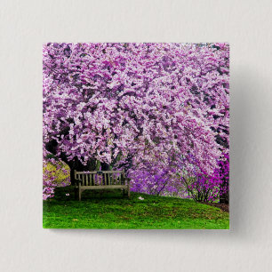 Badge Carré 5 Cm États-Unis, Delaware, Wilmington. Banc en bois so