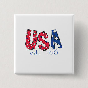 Badge Carré 5 Cm États-Unis Fondés en 1776 Américain 250e Anniversa