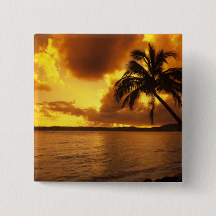 Badge Carré 5 Cm États-Unis, Hawaï, Kauai, Lever de soleil coloré d