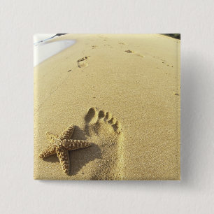 Badge Carré 5 Cm États-Unis, Hawaï, Maui, Makena Beach, Empreinte e