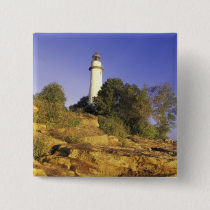 Badge Carré 5 Cm États-Unis, Michigan, lac Huron. La Pointe aux Ba