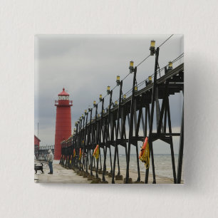 Badge Carré 5 Cm États-Unis, Michigan, rive du lac Michigan, Grand