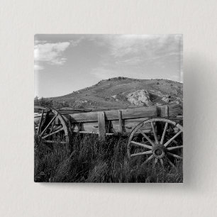 Badge Carré 5 Cm États-Unis, Montana, Bannack State Park Vieux char