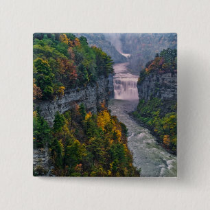 Badge Carré 5 Cm États-Unis, New York, Letchworth State Park. Riviè