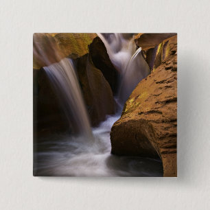 Badge Carré 5 Cm États-Unis, Utah, Escalante Wilderness. Cascade en