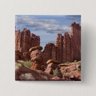 Badge Carré 5 Cm États-Unis, Utah. Vue des Fisher Towers. Crédit :