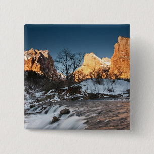 Badge Carré 5 Cm États-Unis, Utah, Zion National Park. Sunrise des