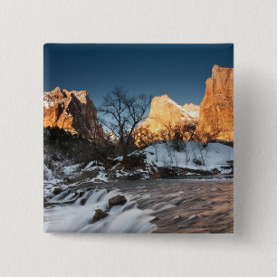 Badge Carré 5 Cm États-Unis, Utah, Zion National Park. Sunrise des