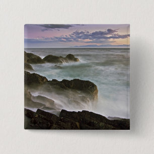 Badge Carré 5 Cm États-Unis, Washington, îles San Juan. Vagues s'éc