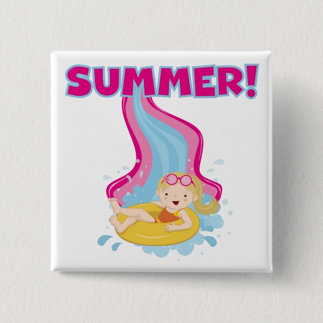 Badge Carré 5 Cm Été blond de fille (Devant)