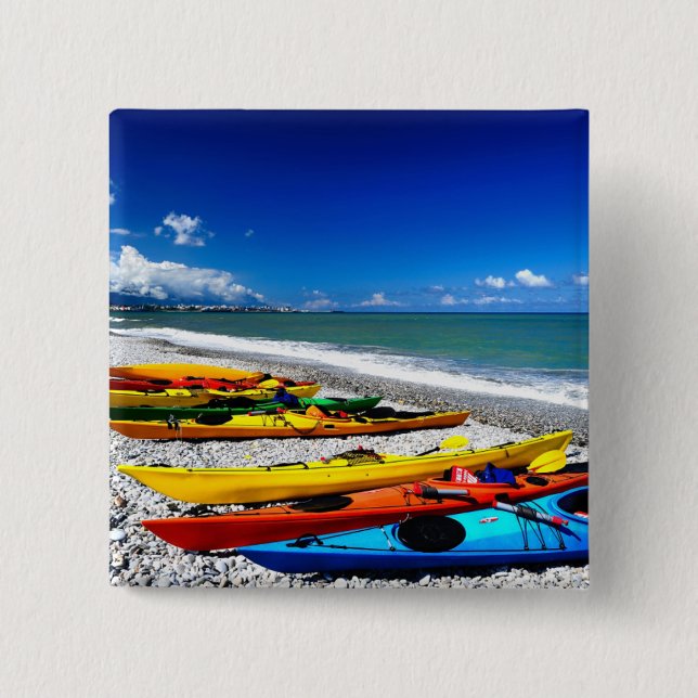 Badge Carré 5 Cm Été Kayaking (Devant)