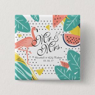 Badge Carré 5 Cm Été tropical personnalisé épousant le bouton d