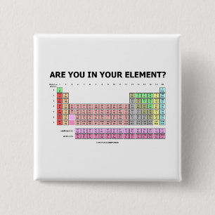 Badge Carré 5 Cm Êtes-vous dans votre élément ? (Humour de Table