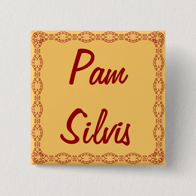 Badge Carré 5 Cm Étiquette/bouton nommés personnalisés/Pin (Devant)