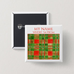 Badge Carré 5 Cm Étiquette carrée MAC GREGOR TARTAN Épingle Bouton