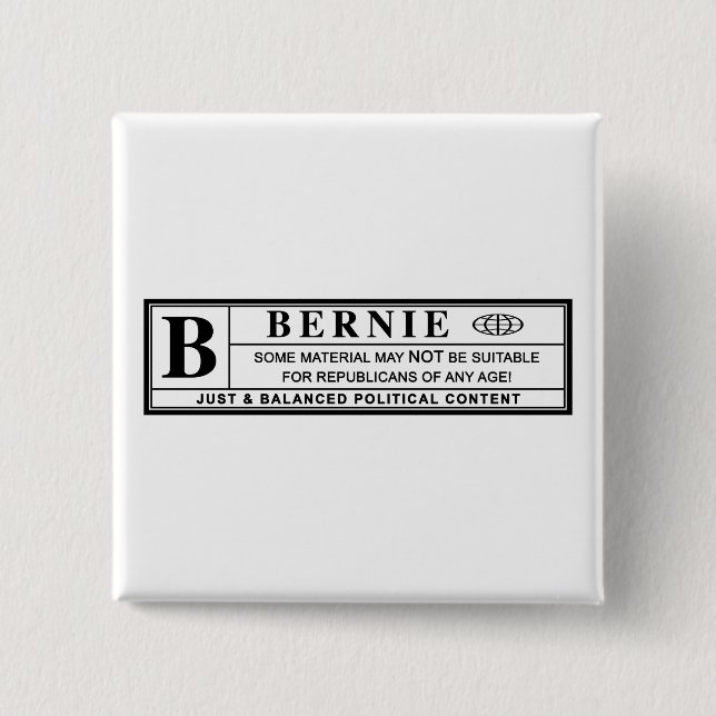 Badge Carré 5 Cm Étiquette d'avertissement Bernie Sanders (Devant)