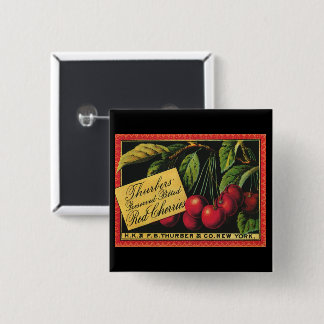 Badge Carré 5 Cm Étiquette de caisse de fruits vintage, cerises Thu
