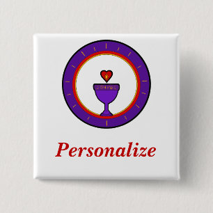 Badge Carré 5 Cm Étiquette de nom de calice d'amour