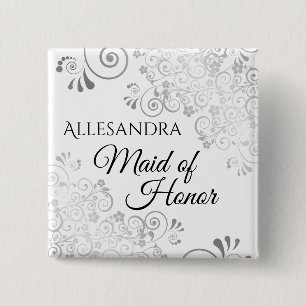 Badge Carré 5 Cm Étiquette de nom de témoin de mariage Boucles en d