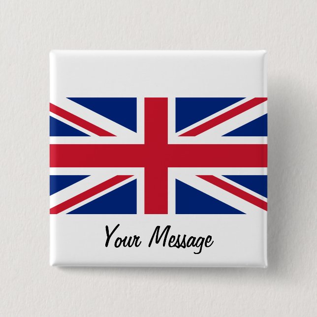 Badge Carré 5 Cm Étiquette de nom d'insigne de drapeau d'Union Jack (Devant)