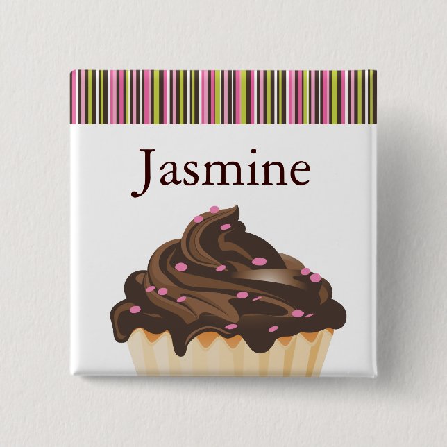 BADGE CARRÉ 5 CM ÉTIQUETTE LUNATIQUE DE NOM DE PETIT GÂTEAU DE (Devant)