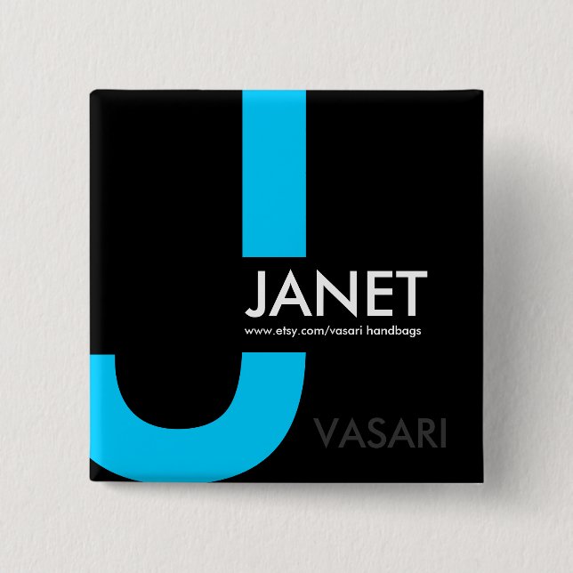 Badge Carré 5 Cm Étiquette nommée moderne (Devant)