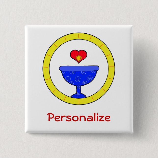 Badge Carré 5 Cm Étiquette nommée tourbillonnante du calice UU (Devant)