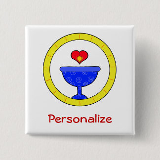 Badge Carré 5 Cm Étiquette nommée tourbillonnante du calice UU