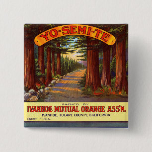 Badge Carré 5 Cm Étiquette vintage Yo-Semi-Te Orange