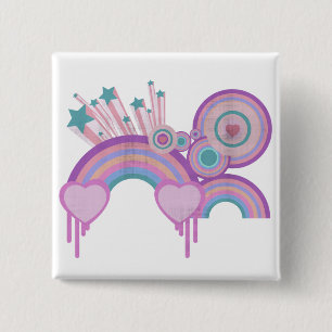 Badge Carré 5 Cm Étoiles et Spirales de Arc-en-Ciel Urbain