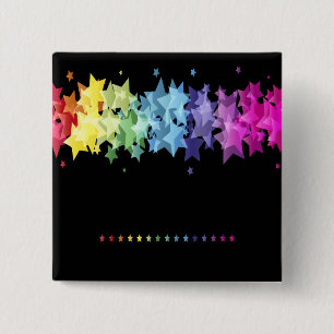 Badge Carré 5 Cm Étoiles magnifiques et colorées