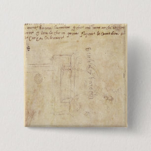 Badge Carré 5 Cm Étude architecturale avec des notes