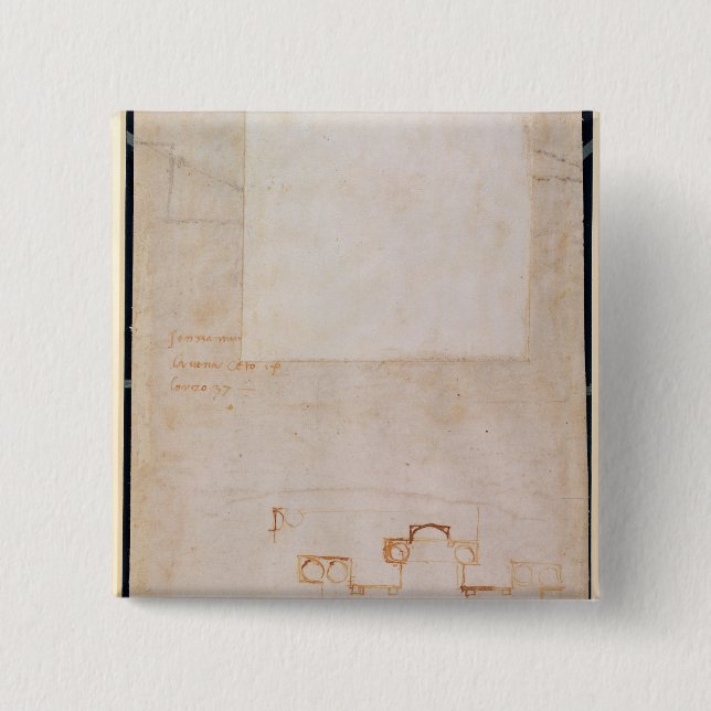 Badge Carré 5 Cm Étude architecturale avec des notes (Devant)