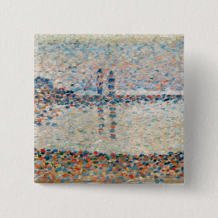 Badge Carré 5 Cm Étude de Georges Pierre Seurat pour 'la Manche