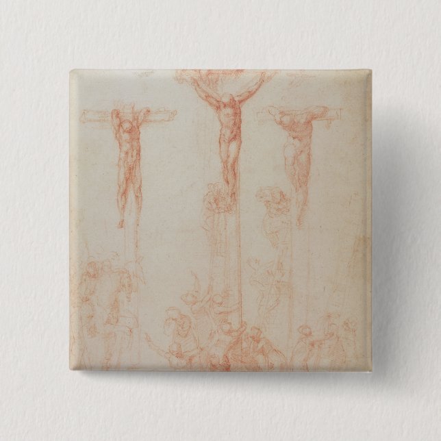 Badge Carré 5 Cm Étude de trois croix (Devant)