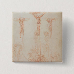 Badge Carré 5 Cm Étude de trois croix