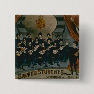 Badge Carré 5 Cm "Étudiants espagnols, université de Madrid"