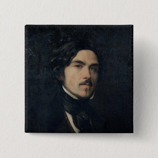 Badge Carré 5 Cm Eugene Delacroix 1840 (Devant)