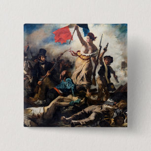 Badge Carré 5 Cm Eugene Delacroix - La Liberté guidant le peuple