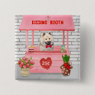 Badge Carré 5 Cm Eurasier Chien Valentine's Day Kissing Booth