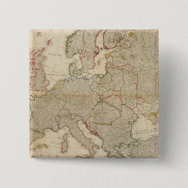 Badge Carré 5 Cm Europe composite avec tableaux statistiques (Devant)