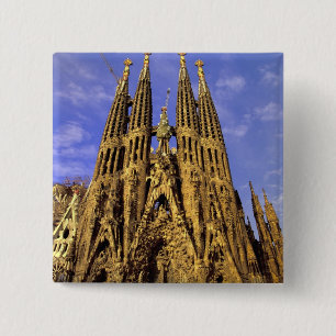 Badge Carré 5 Cm Europe, Espagne, Barcelone, Sagrada Familia