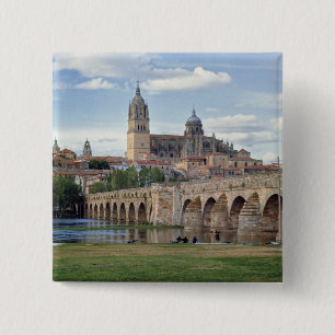 Badge Carré 5 Cm Europe, Espagne, Salamanque. Le pont romain sur
