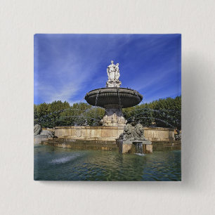 Badge Carré 5 Cm Europe, France, Aix-en-Provence. Fontaine de