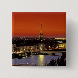 Badge Carré 5 Cm Europe, France, Paris. Vue au coucher du soleil de