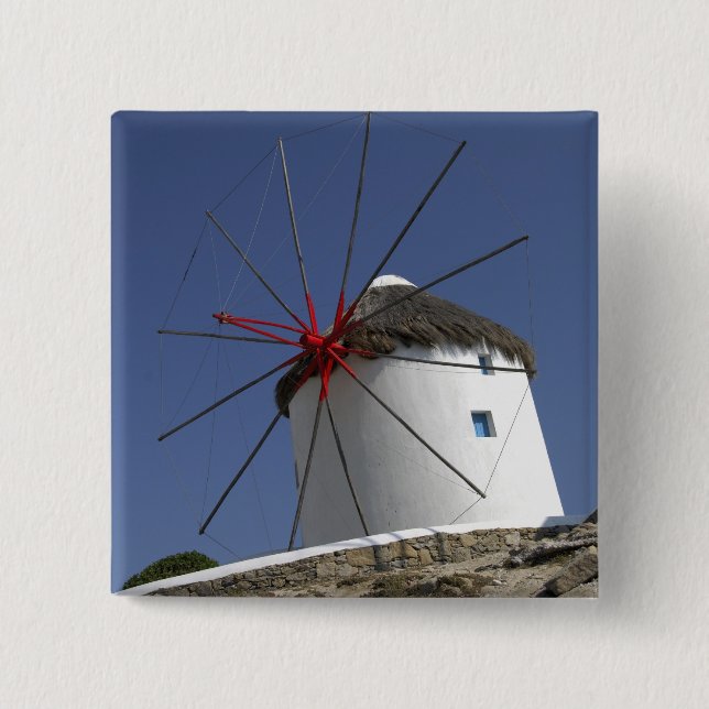 Badge Carré 5 Cm Europe, Grèce, Mykonos.3 (Devant)