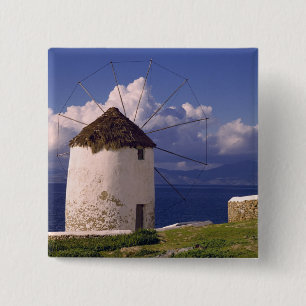 Badge Carré 5 Cm Europe, Grèce, Mykonos. Un blanc saisissant