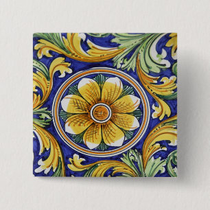 Badge Carré 5 Cm Europe, Italie, Sicile, Taormine. Traditionnel 4