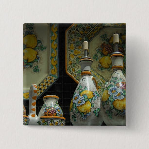 Badge Carré 5 Cm Europe, Italie, Sicile, Taormine. Traditionnel 7