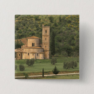 Badge Carré 5 Cm Europe, Italie, Toscane. Abbazia di Sant'Antimo,